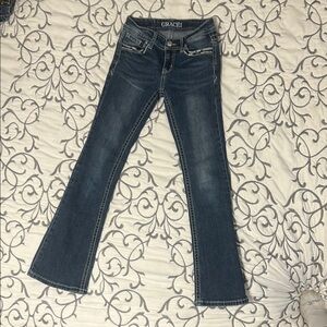 Grace Blue Jeans with Embroidered Cross Girls size 12